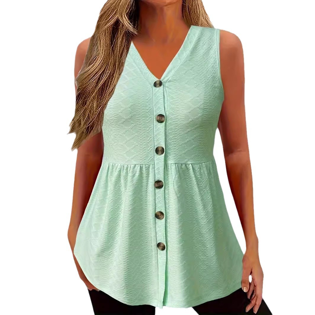 European and American twist-button solid color non-porous casual vest 6