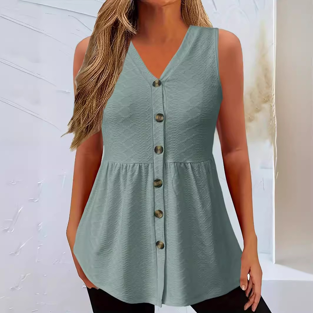 European and American twist-button solid color non-porous casual vest 6