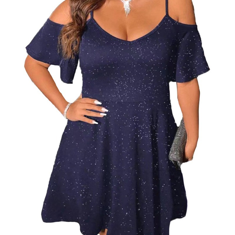 New European and American beauty solid color off-shoulder suspender skirt 2