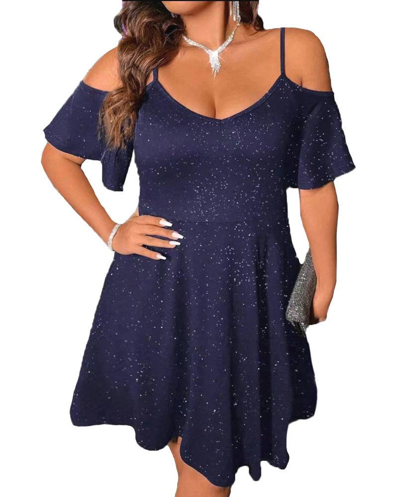 New European and American beauty solid color off-shoulder suspender skirt 2