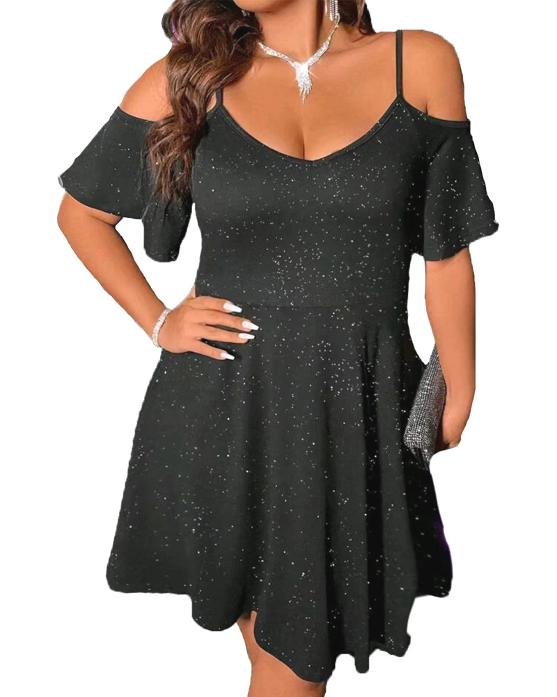 New European and American beauty solid color off-shoulder suspender skirt 2