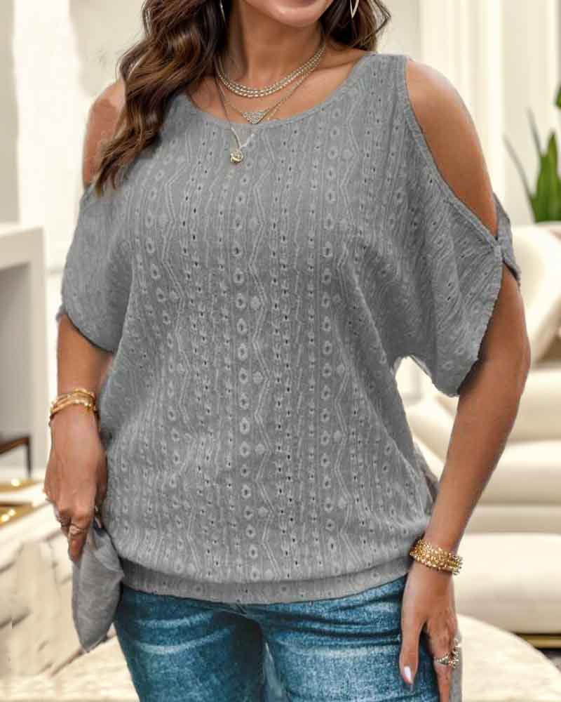 New solid color off-shoulder hollow T-shirt top 22