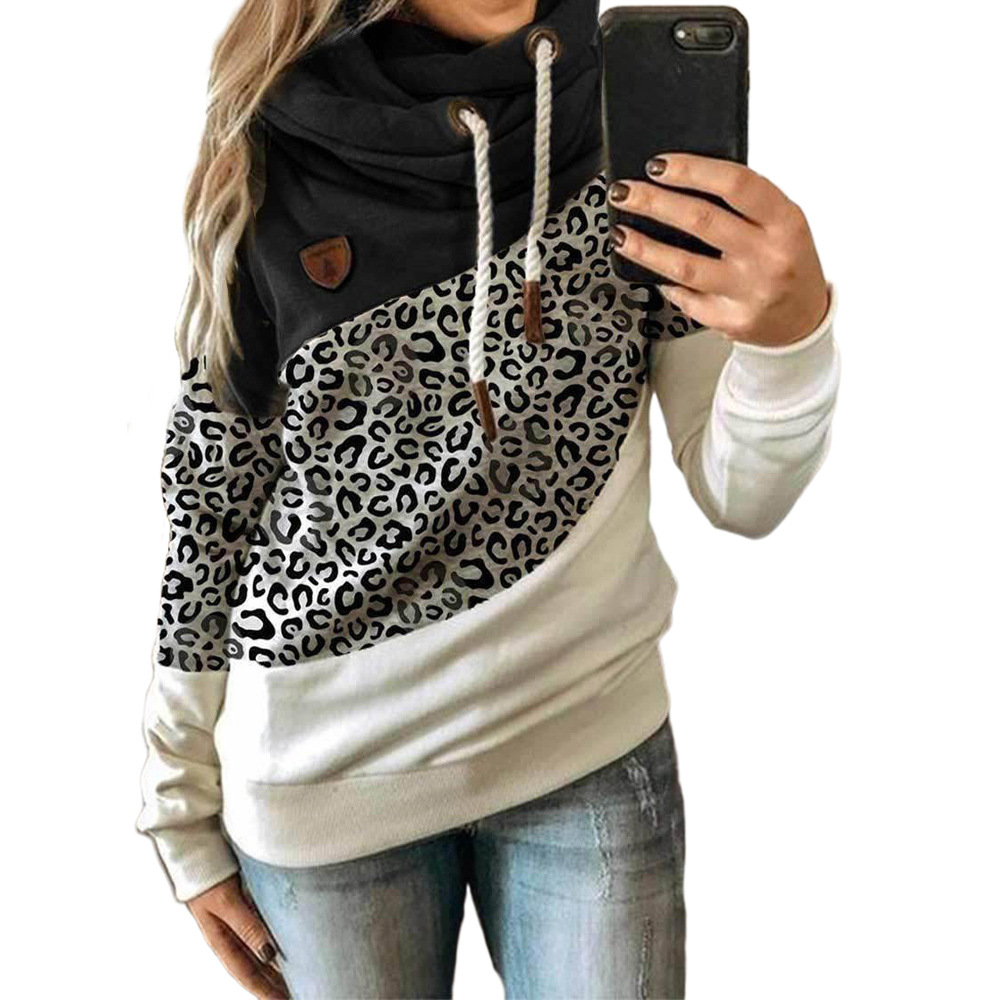 New women's patchwork hooded fleece loose sweatshirt 30