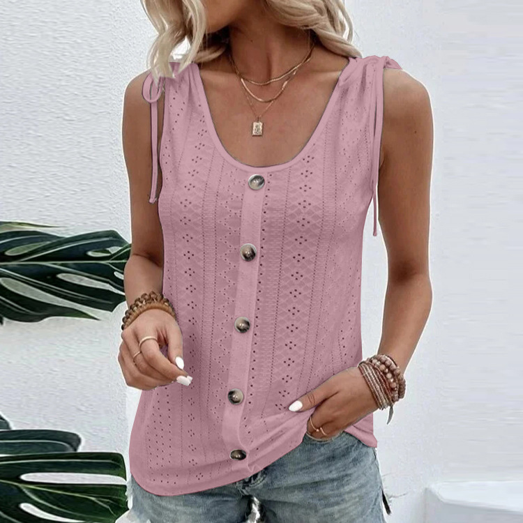 Sexy casual solid color U-neck tank top T 32