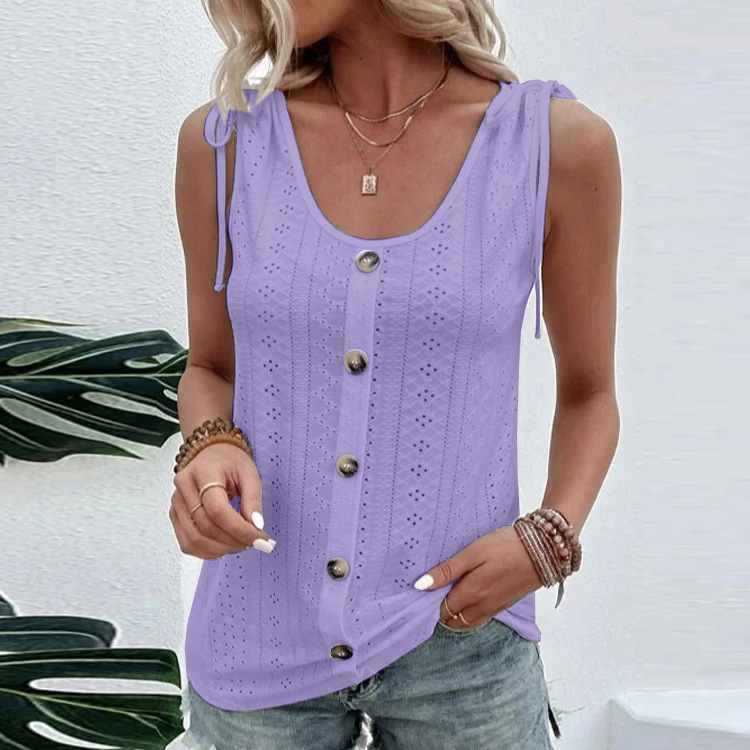 Sexy casual solid color U-neck tank top T 32 02