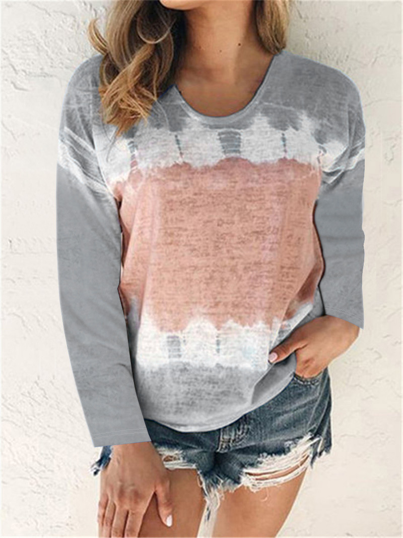 Women's Loose Round Neck Long Sleeve Printed T-Shirt Top 24 02