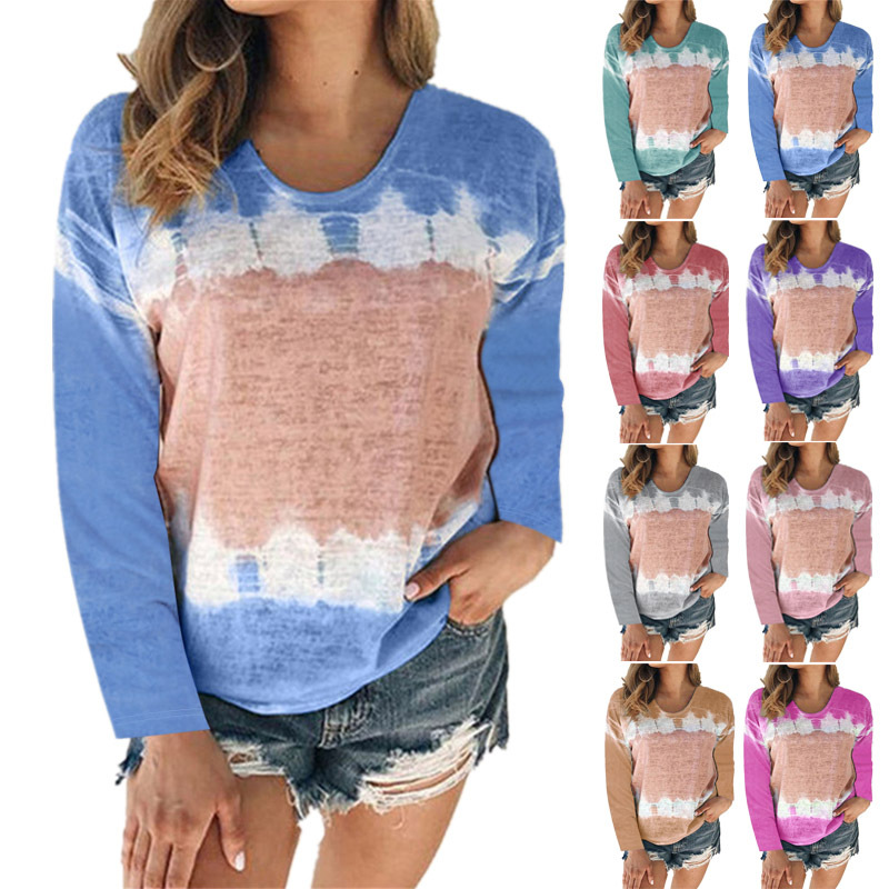 Women's Loose Round Neck Long Sleeve Printed T-Shirt Top 24