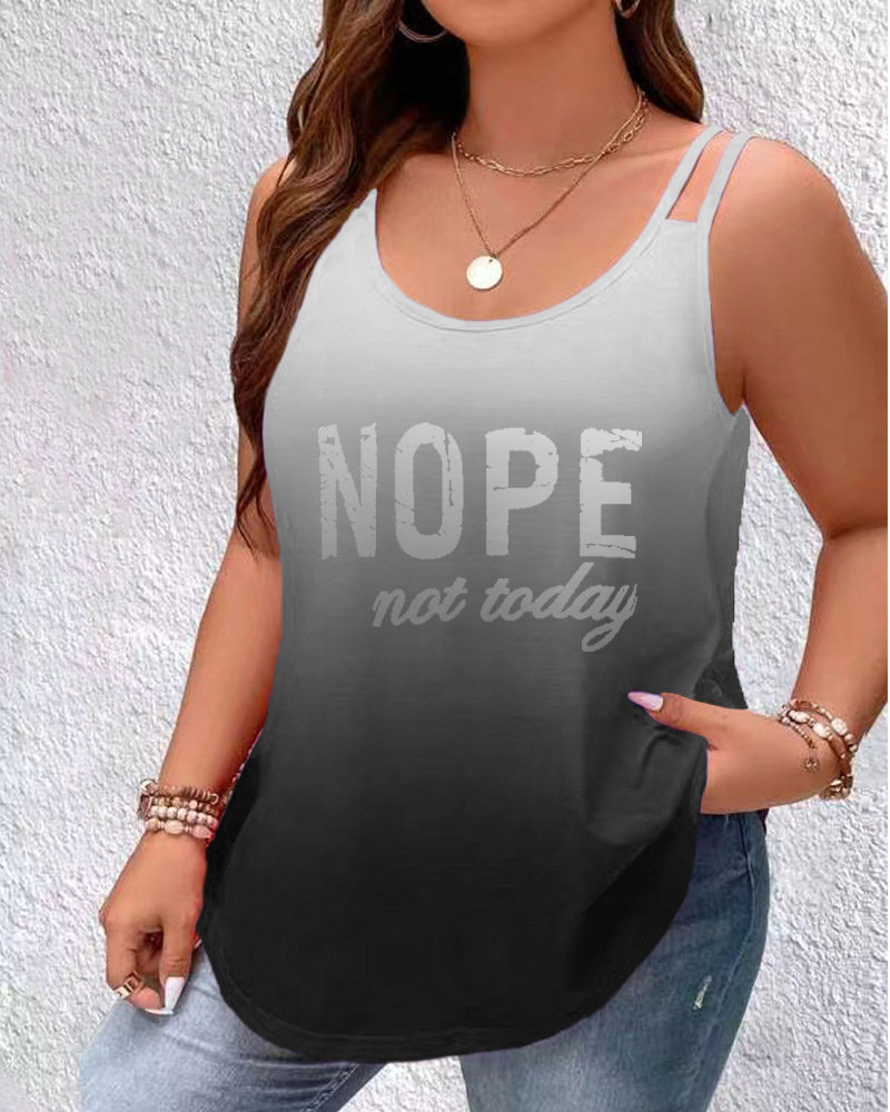 Round neck gradient letter print sleeveless one shoulder camisole 9
