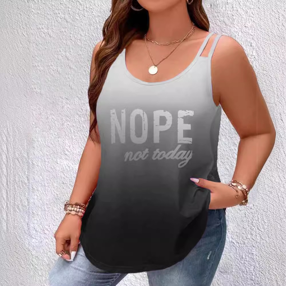 Round neck gradient letter print sleeveless one shoulder camisole 9