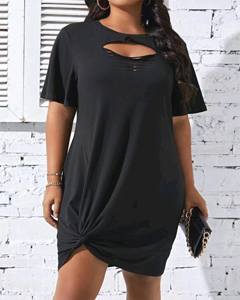 Women's Solid Color Hollow Twist Dress 23