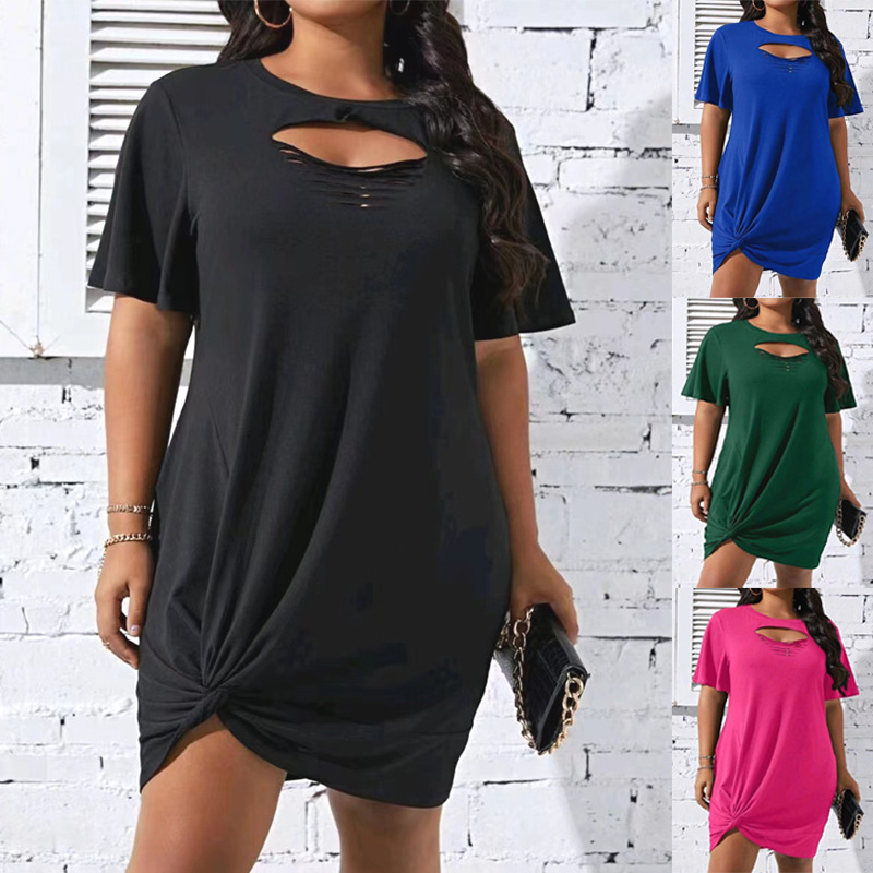 Women's Solid Color Hollow Twist Dress 23