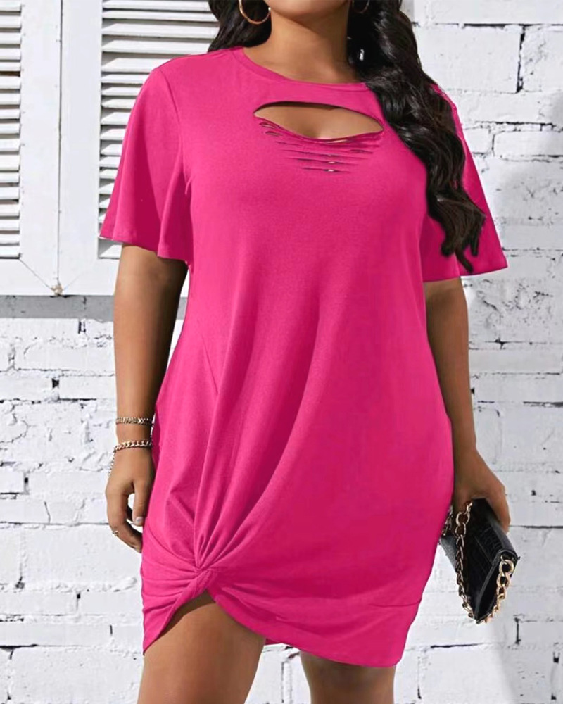 Women's Solid Color Hollow Twist Dress 23