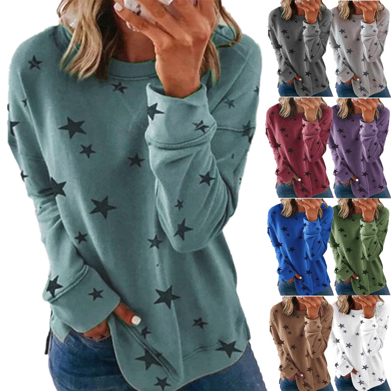 Loose large size long sleeve T-shirt printed sweatshirt 51