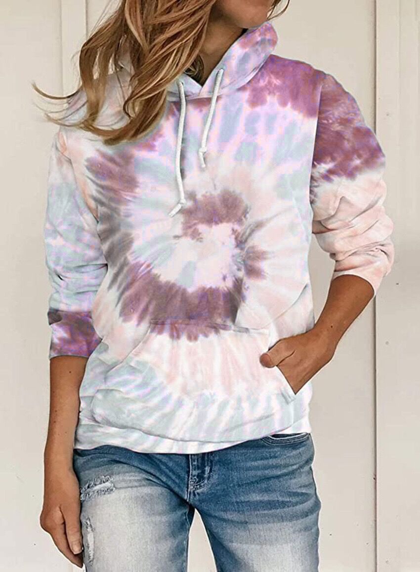 Loose tie-dye printed hooded long-sleeve sweatshirt 52