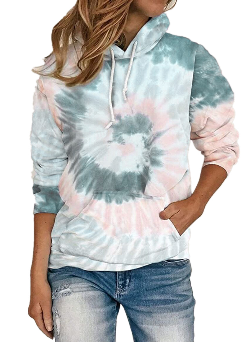 Loose tie-dye printed hooded long-sleeve sweatshirt 52