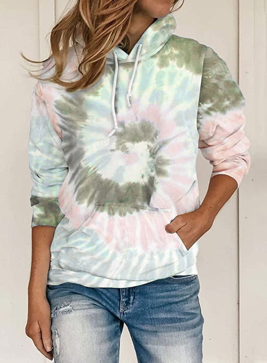 Loose tie-dye printed hooded long-sleeve sweatshirt 52