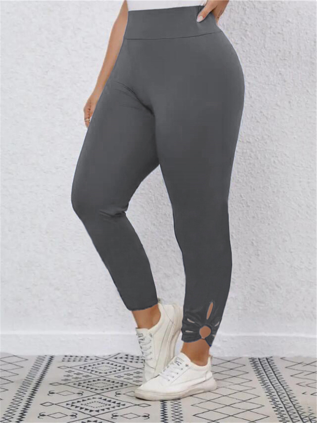 New women's casual pants hollow petal tight elastic pants 33