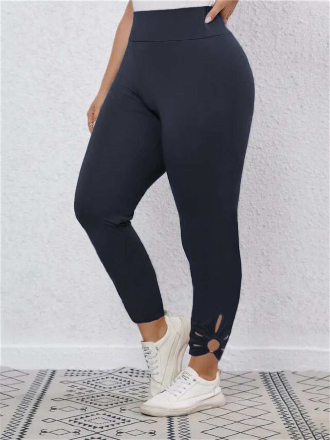 New women's casual pants hollow petal tight elastic pants 33