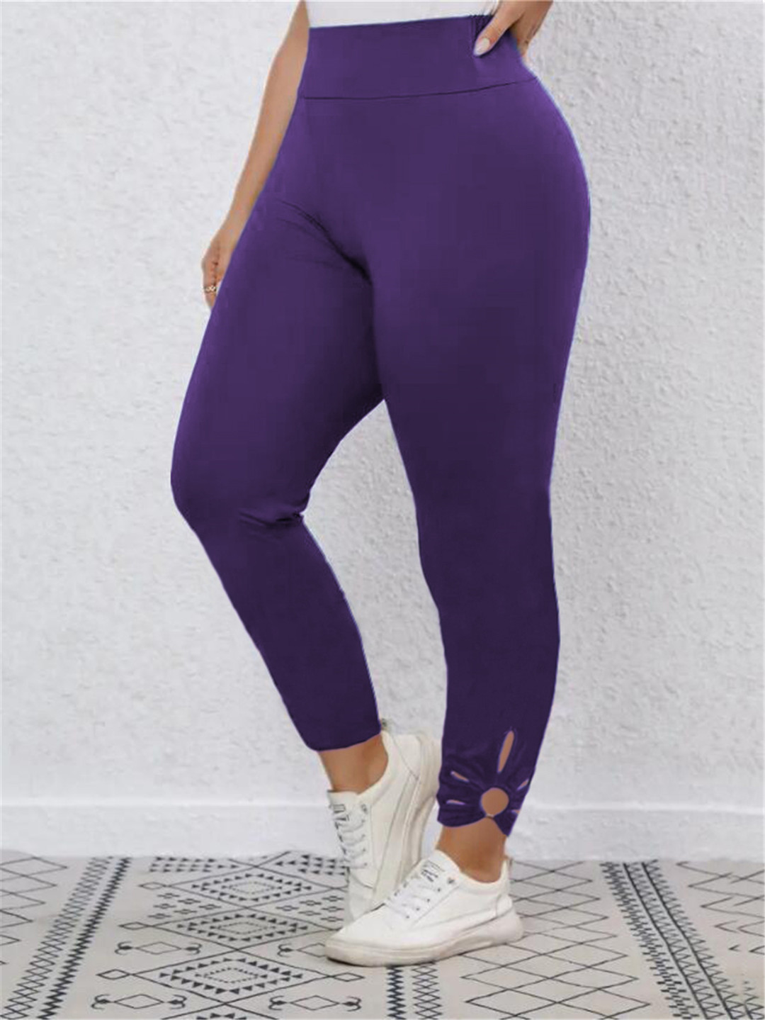 New women's casual pants hollow petal tight elastic pants 33