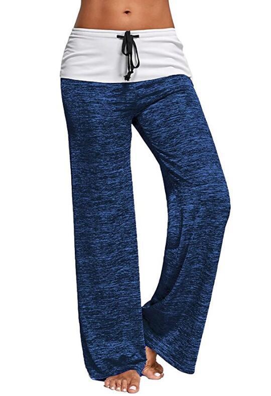 Spliced yoga quick-drying sports pants outdoor casual wide-leg pants 45