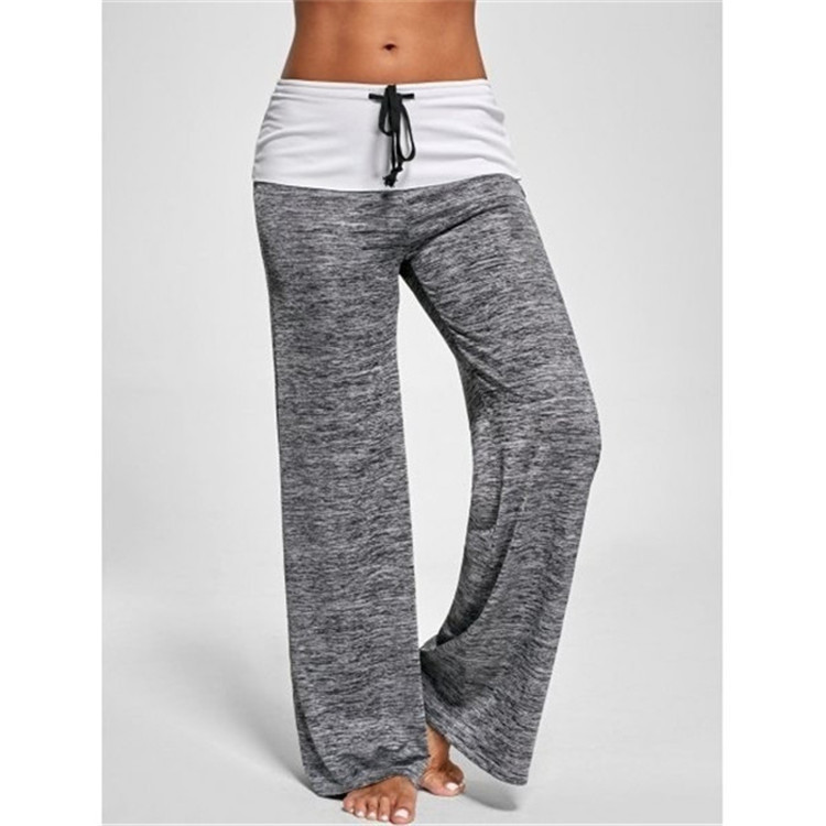 Spliced yoga quick-drying sports pants outdoor casual wide-leg pants 45