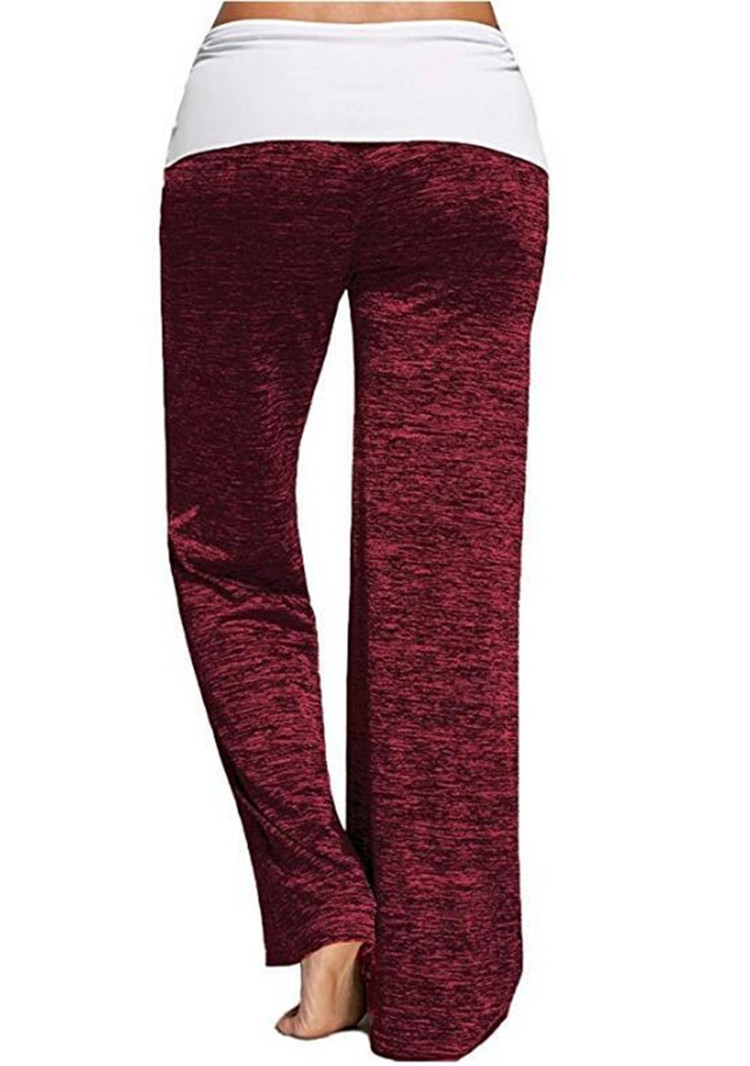 Spliced yoga quick-drying sports pants outdoor casual wide-leg pants 45