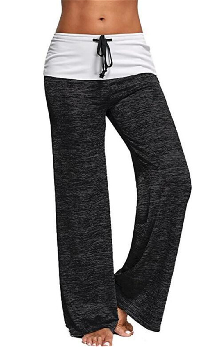 Spliced yoga quick-drying sports pants outdoor casual wide-leg pants 45