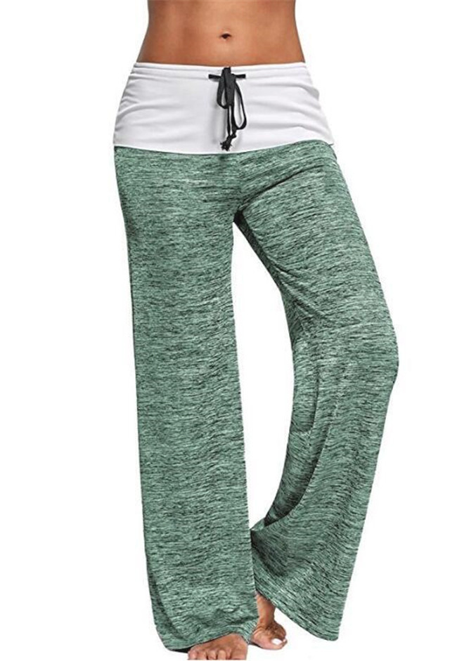 Spliced yoga quick-drying sports pants outdoor casual wide-leg pants 45